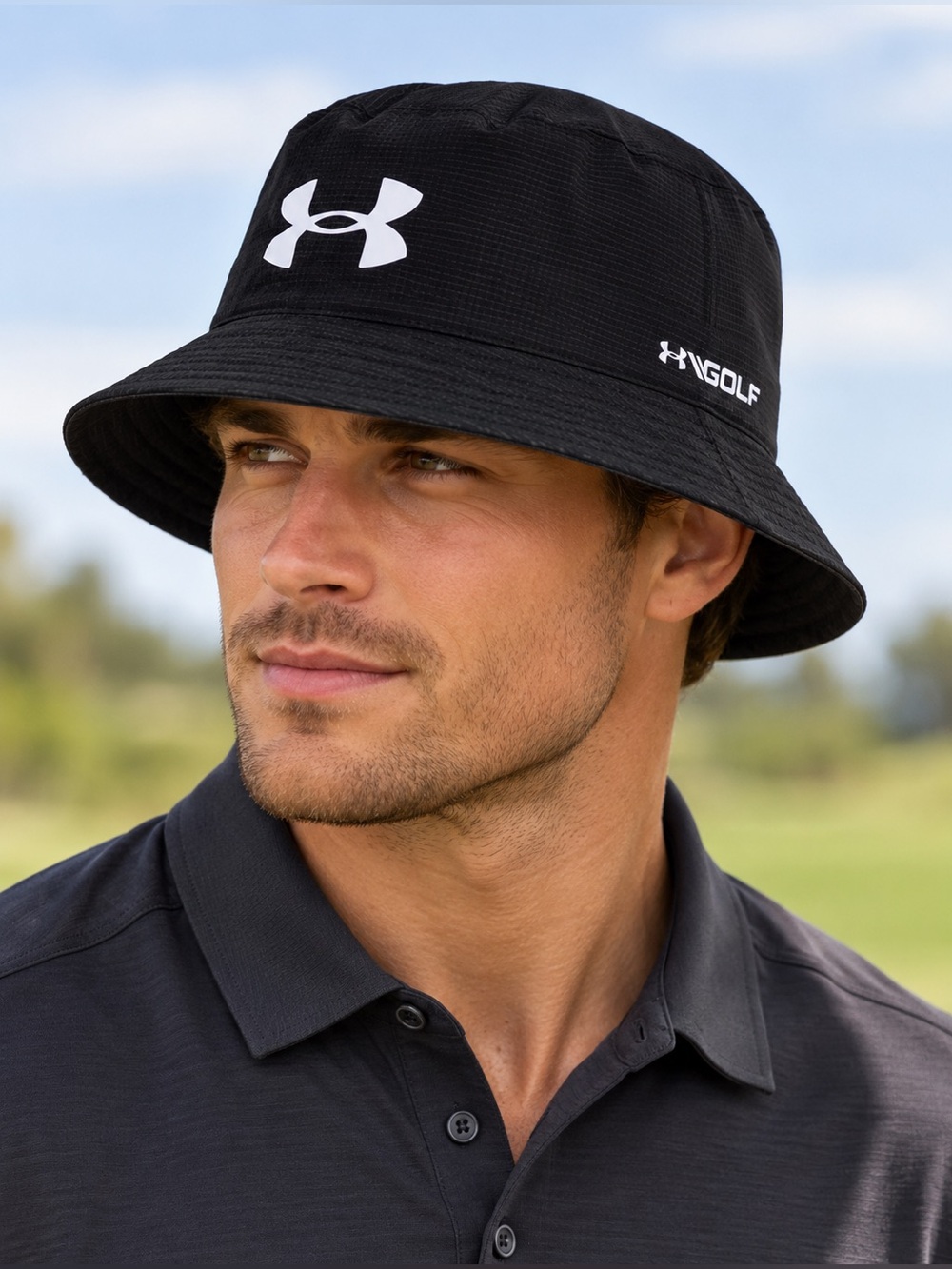 Under Armour Golf Bucket Hat Black White Logo - Men’s Large
